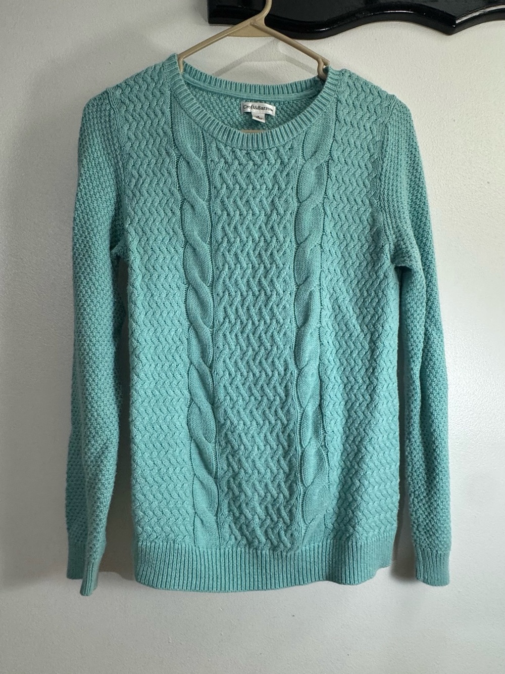 Croft & Barrow Mint Cable-Knit Crewneck Sweater size S